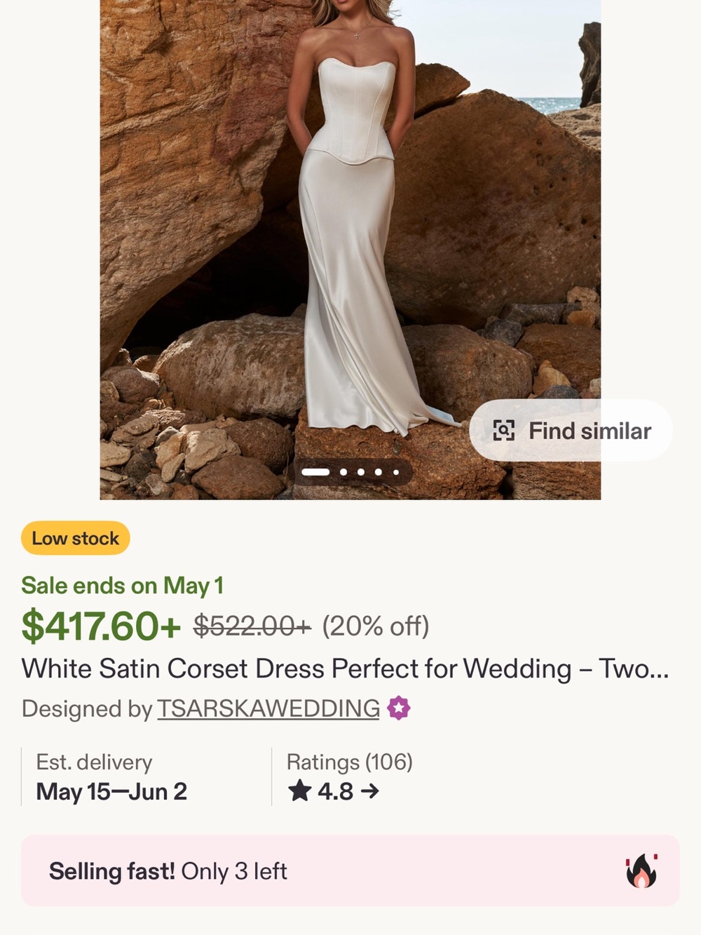 Strapless White Two-Piece Corset Wedding Dress - Picture 4 of 4